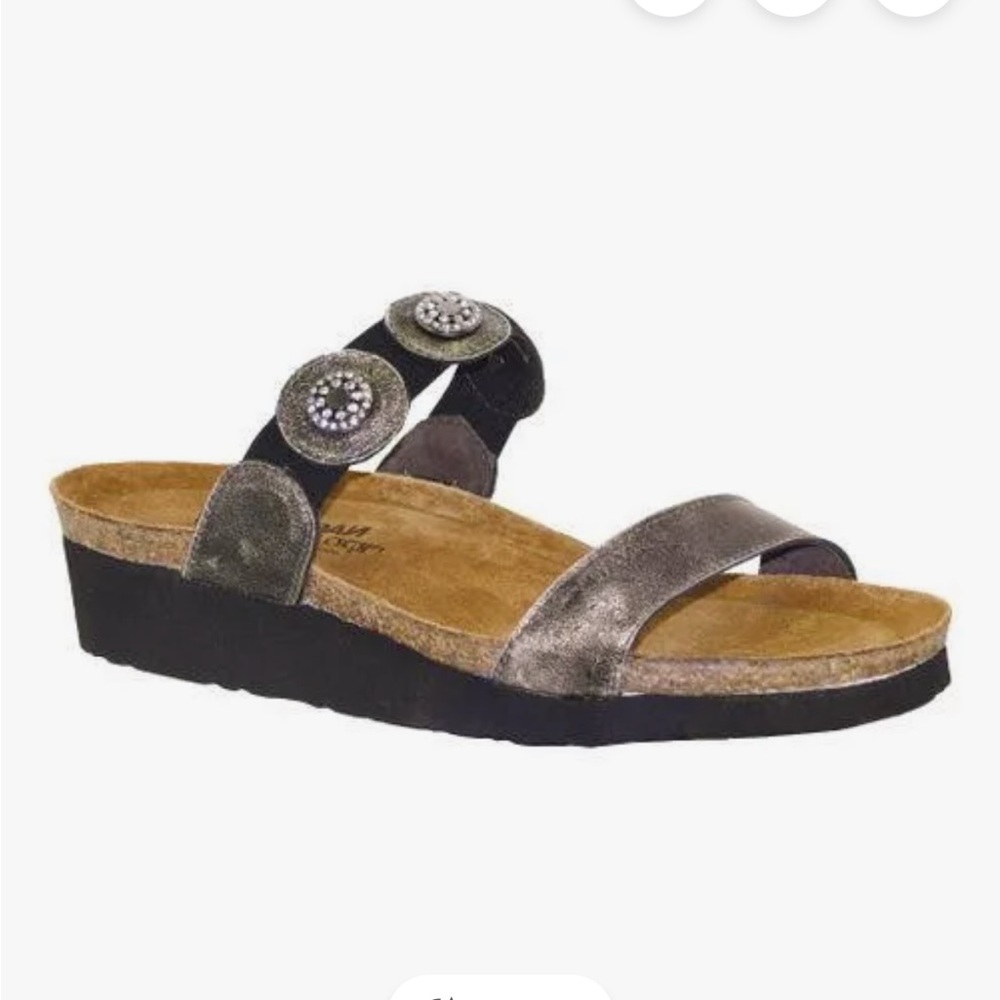 Naot Marissa Wedge Comfort Sandals Burnished Metallic Medallions Size 41
